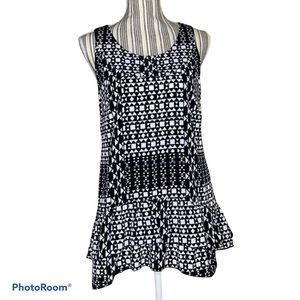 Style & Co geometric sleeveless top peplum PS
